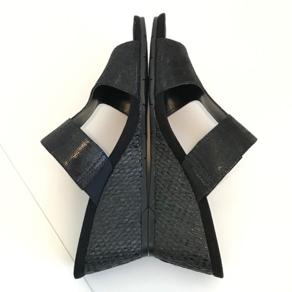 AEROSOLES Wedge Sandals Slip On Black Heel Rest Women’s Size 8.5 - Picture 7 of 16